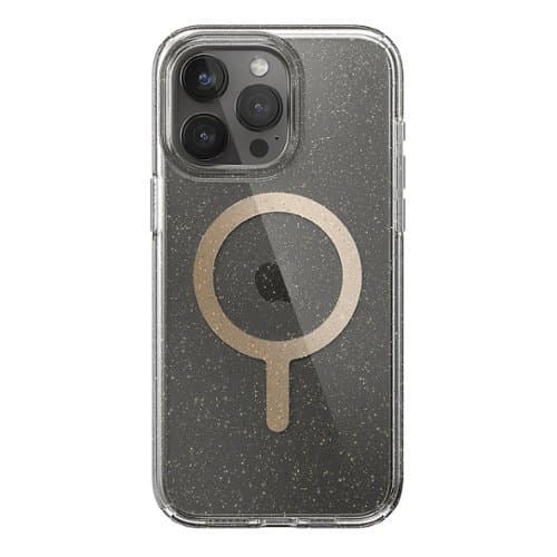 Open-Box: Speck - Presidio Lux Case with MagSafe for Apple iPhone 15 Pro Max - Clear/Gold Glitter