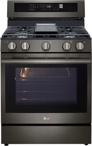LG - 6.3 Cu. Ft. Freestanding Gas True Convection Smart Range with EasyClean, Air Fry and Premium Handle - Black Stainless Steel