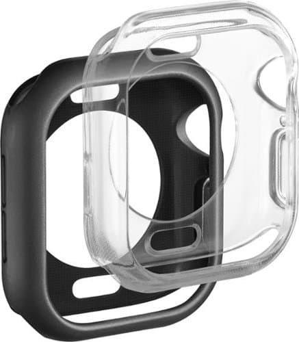 Open-Box: Insignia™ - Bumper Cases for Apple Watch 42mm (2-Pack) - Black/Clear