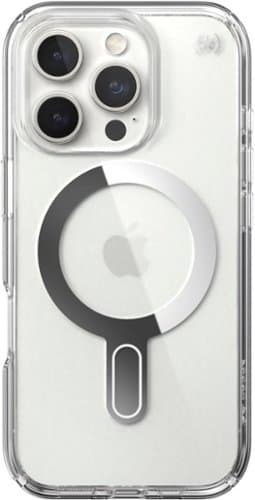 Open-Box: Speck - Presidio Perfect Clear ClickLock Case with MagSafe for Apple iPhone 16 Pro - Clear/Chrome