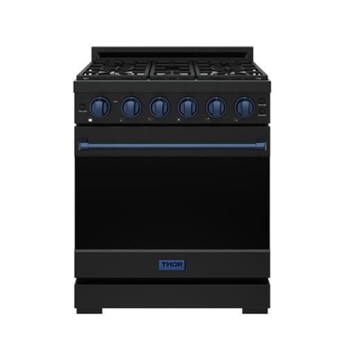 Gordon Ramsay Series by Thor Kitchen 4.55 Cu. Ft Freestanding Liquid Propane Gas Range with Navy Blue Hardware - Black