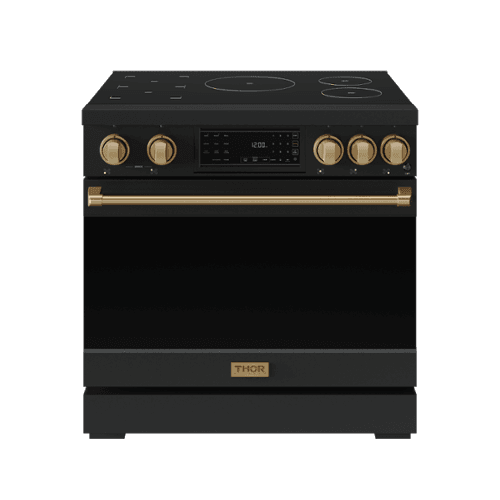 Gordon Ramsay Series by Thor Kitchen 6.0 Cu. Ft Freestanding Induction Range with Bronze Hardware - Matte Black