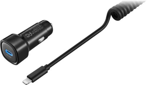 Open-Box: Insignia™ - 20W 4 ft. Car Charger Kit for Apple iPhone, iPad and iPod - Black