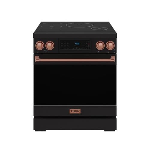 Gordon Ramsay Series by Thor Kitchen 4.8 Cu. Ft Freestanding Induction Range with Rose Gold Hardware - Matte Black