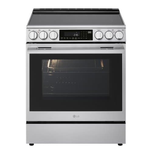 Open-Box: LG - 30-in Wide 6.3 Cu. Ft. Slide-In Electric True Convection Smart Range with 5 Elements, Air Fry and 2 UltraHeat Elements - Stainless Steel