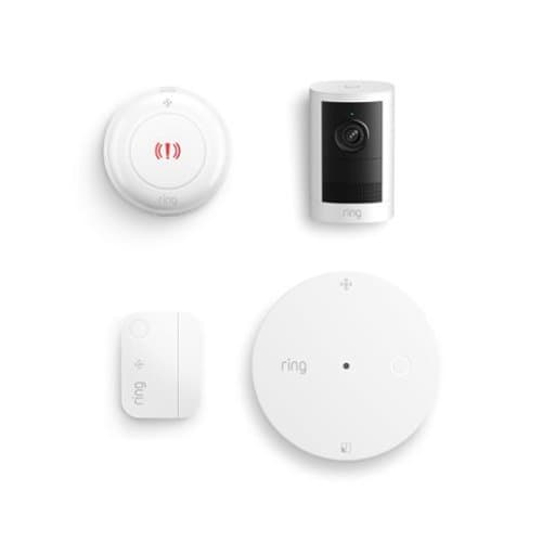 Ring - Outdoor Cam 2K Battery-Powered with Window & Door Sensor, Glass Break Sensor, and Panic Button - White