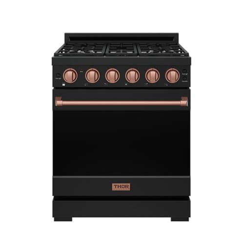 Gordon Ramsay Series by Thor Kitchen 4.55 Cu. Ft Freestanding Liquid Propane Gas Range with Rose Gold Hardware - Black