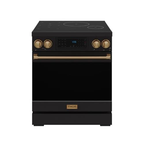 Gordon Ramsay Series by Thor Kitchen 4.8 Cu. Ft Freestanding Induction Range with Bronze Hardware - Matte Black
