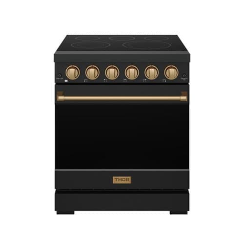 Gordon Ramsay Series by Thor Kitchen 4.55 Cu. Ft Freestanding Electric Range with Bronze Hardware - Matte Black