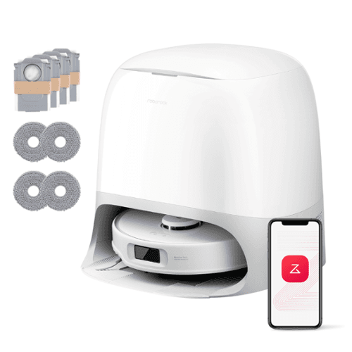 Roborock - Qrevo Curv 5A1 Robot Vacuum and Mop, Effortless, Hygienic Cleaning in Every Corner, Pet and Kid Friendly - White