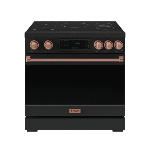 Gordon Ramsay Series by Thor Kitchen 6.0 Cu. Ft Freestanding Induction Range with Rose Gold Hardware - Matte Black